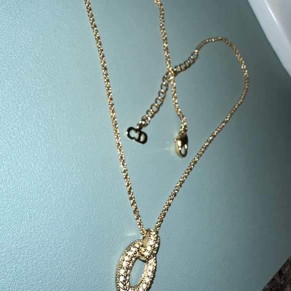 CHRISTIAN DIOR Vintage Oval Crystal Gold Plated Necklace - Picture 14 of 15